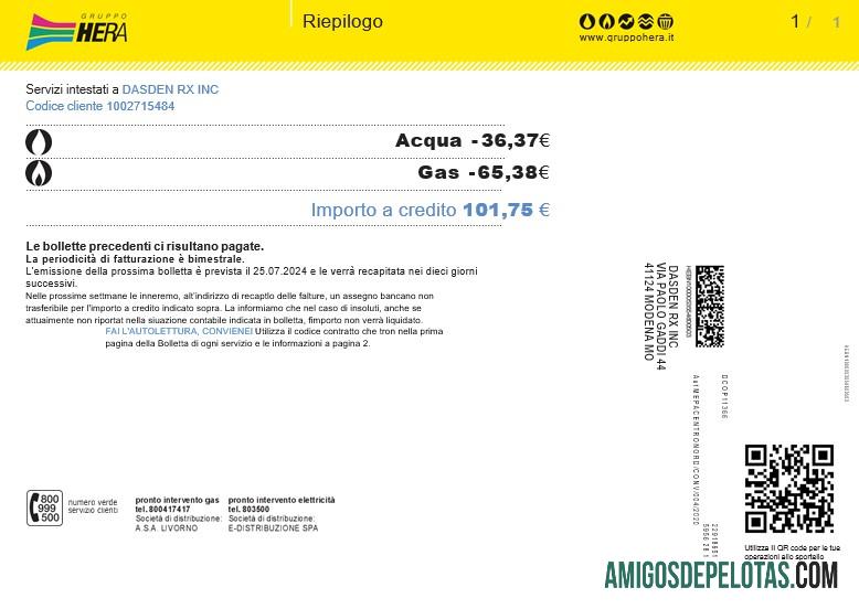 em branco Itália Gruppo Hera Business Utility Bill, modelo Word e PDF